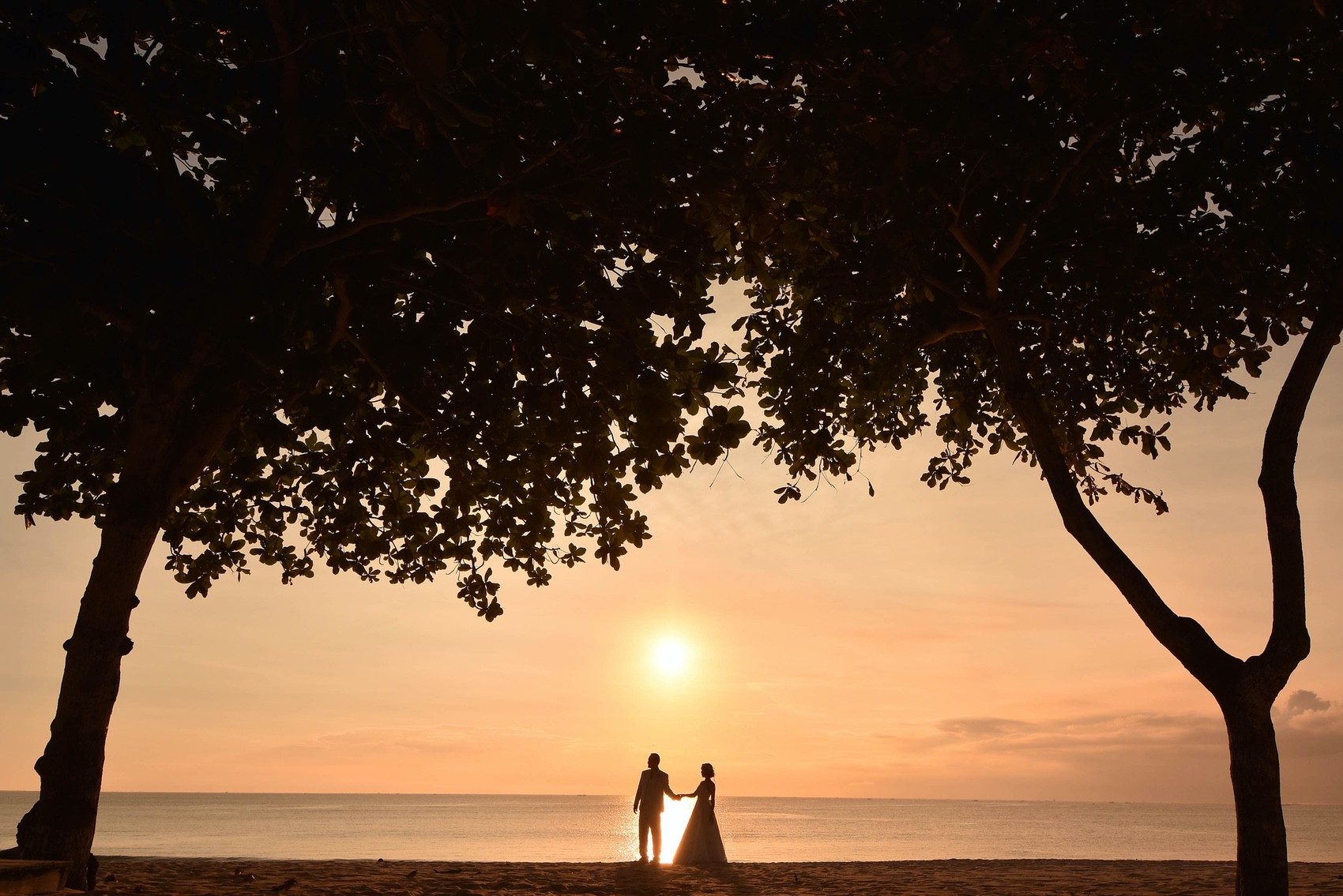 夕日の中をエスコートショット