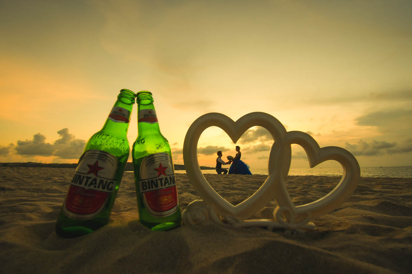 ビンタンビールと夕日